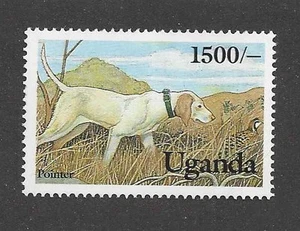 Sello postal retrato estudio corporal arte perro PUNTERO INGLÉS Uganda África MNH - Imagen 1 de 1