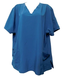 Carhartt FORCE V-Neck Scrub Top Womens 2XL Stretch Pockets Teal Rugged Flex - Picture 1 of 6