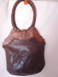 Vintage Neat Style Leather Handbag /Leather Round Handle - Picture 1 of 4