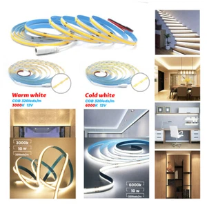 Tira LED 12V COB 5m 10m Blanco Cálido Blanco Frío Tira Tira Sin Punto de Luz - Imagen 1 de 14