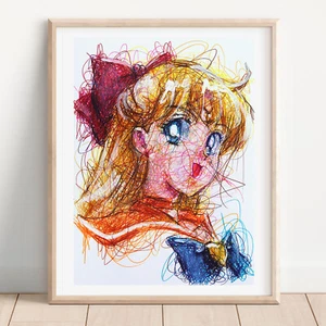 Sailor Venus Ballpoint Pen Print, Sailor Moon Art Poster - Picture 1 of 3
