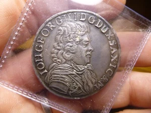 1685 Germany SAXONY GEORGE III Silver Coin 2/3 Thaler - Picture 1 of 2