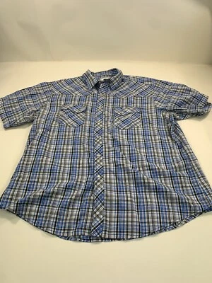 Wrangler Shirt Mens 2X Plaid Short Sleeve Western Button Up Outdoor Blue - Image 1 of 4