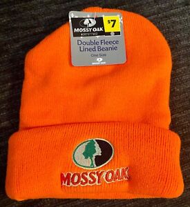 Orange Mossy Oak Double Fleece Lined Beanie Winter Cold Weather Hat AWESOMENESS!