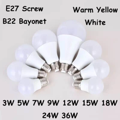 E27 Screw / B22 Bayonet 3W~36W LED Bulb Light Globe Lamp Energy Saving Bulb - Image 1 of 4