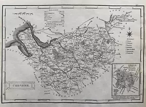 1823 Antique Map; Cheshire from Hanshall's History - Picture 1 of 4