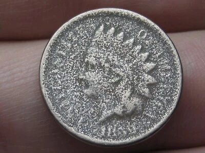 1859 年铜镍印度头美分硬币-细节良好 — 第 1/3 张图片