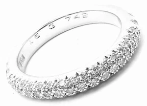 Authentic! Chanel 18k White Gold Diamond Band Ring - Picture 1 of 9