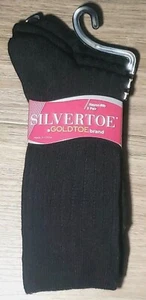 3 Pair SilverToe by Gold Toe Women's Rayon Rib Dress Socks Size 6-9 Black - NEW - Picture 1 of 3