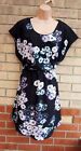SIMPLY BE BLACK WHITE PURPLE FLORAL SHORT SLEEVE A LINE CASUAL TEA DRESS 16 18