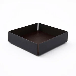 Svuotatasche in Acciaio Nero Opaco e Cuoio Marrone Scuro - Design Moderno - Foto 1 di 5