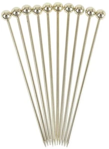 Cocktail Picks Garnish Ball End Gold Plated Pack of 10 Cocktail Sticks - Picture 1 of 7
