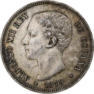 [#1287082] Spain, Alfonso XII, 5 Pesetas, 1875, Madrid, Silver, AU(50-53), KM:67 - Image 1 of 2