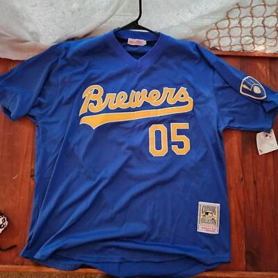 Majestic MLB Auténtico Mitchell and Ness Milwaukee Brewers Jersey Puntada Talla XL Foto 1 de 4