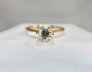 Vintage 18k Yellow Gold Natural Round Brown Diamond Solitaire Engagement Ring - Picture 1 of 6