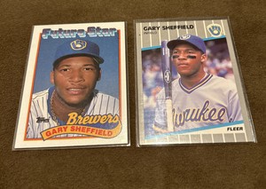 Gary Sheffield Lot of 2 Different MLB Rookie Cards Brewers Braves All Star RC