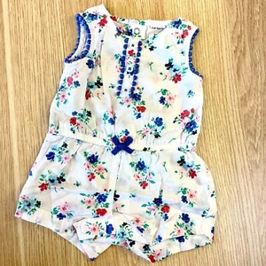 Carters Baby Girl Sleeveless Floral Romper Sz 3M Snap closure Lightweight - Picture 1 of 8