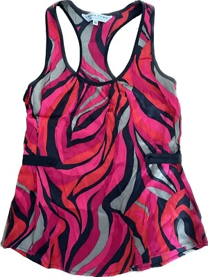 Trina Turk Women's Tank Top Pink Red Small Silk Racer Back Sleeveless Designer - Image 1 of 4