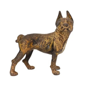 Vintage Cast Iron Boston Terrier Bull Dog Statue Door Stop Right - Picture 1 of 6