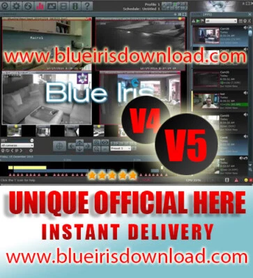 Blue Iris Pro v5.xx (Latest) Video Camera Security Software - Full License Life