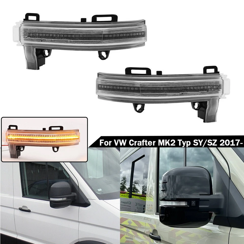 2PCS E4 Clear Turn Signal Light Mirror Indicator For VW Crafter MK2 SY/SZ 2017 - Image 1 of 4