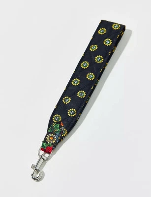 VERA BRADLEY Lazo Llavero Clip Acolchado Bolso Dije Estampado Floral Negro/Amarillo Nuevo con Etiquetas Foto 1 de 4