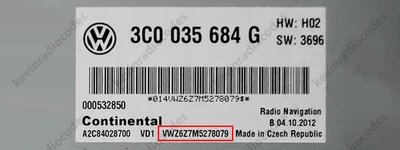✅VW RADIO CODICE PIN DI SBLOCCO RNS 315 RNS 510 VWZAZ2 VWZ1Z2 VWZ1Z3 VWZ6Z7✅ - Immagine 1 di 4