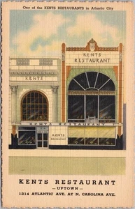 ATLANTIC CITY Nueva Jersey Postal RESTAURANTE KENTS AVE./Curteich Linen - Imagen 1 de 2