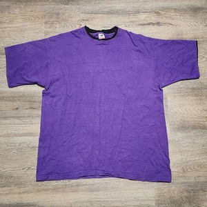 Vintage 90er Blanko Shirt Erwachsene XL lila Ringer Einzelnaht USA Fruit of the Loom - Bild 1 von 10
