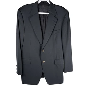 Canali 54L / US 44L black 100% pure wool gold crest metal button mens blazer - Picture 1 of 10