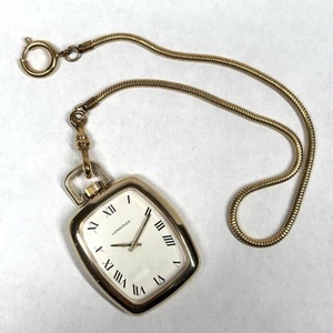 Longines Swiss Gold Plated Pendant Hand Wind 17 Jewels Pocket Watch Running - Picture 1 of 13