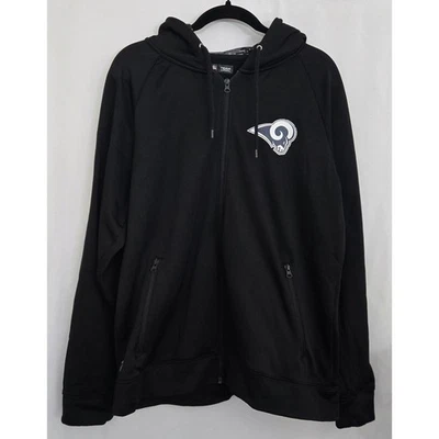 NFL LA RAMS L Sudadera con Capucha Cremallera Completa Negra Rendimiento Equipo Ropa Chaqueta de Pista Cremallera Foto 1 de 4