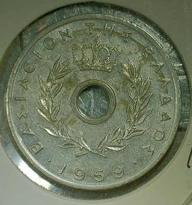 WORLD COIN SALE-1959 GREECE 10 LEPTA--ALUMINUIM COMPOSITION COIN-KM# 78 - Image 1 of 3