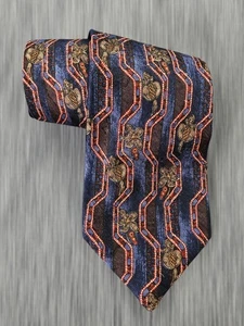 Ermenegildo Zegna Men's Designer Tie Multicolor Floral Zig Zag 100% Silk Necktie - Picture 1 of 3