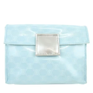 Auténtica bolsa de cosméticos CELINE Macadam novedad vinilo azul claro envío gratuito - Imagen 1 de 12