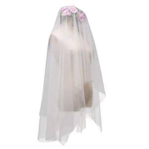 Minimalist Simple Style 2 Tier Double-Layer Women Mesh Fingertip Length Wedding - Picture 1 of 8