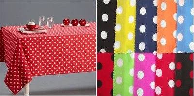 POLKA DOT 100% PURE COTTON TABLE CLOTH COVER + NAPKINS LINEN - MANY COLOURS/SIZE - Image 1 of 4
