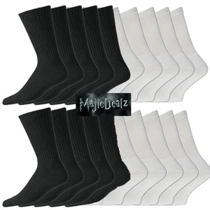 15/30 Pairs Mens Cotton Rich Sport Socks Work Socks Size 6-11 Black White & Mix - Picture 1 of 4