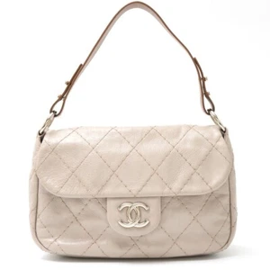 Chanel On The Road Shoulder Bag No. 15 Compact Mini Leather Greige Brown Silver - Picture 1 of 10