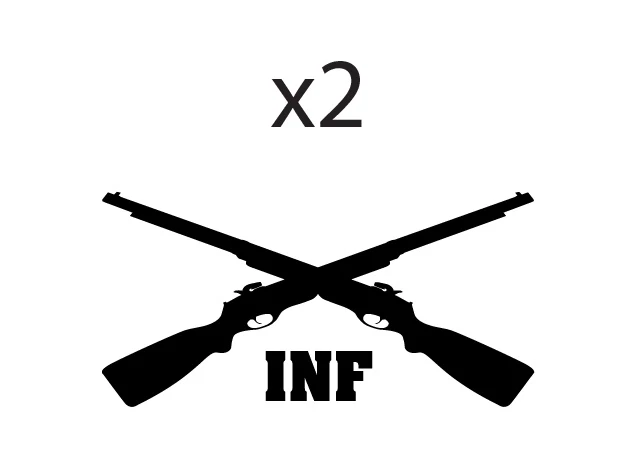 STICKER DECAL VINYL Set of 2 Infantry Crossed Rifles Army INF Vinyl Decal Car Window Bumper Stickers
