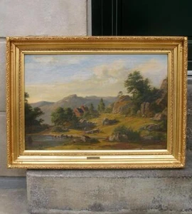 Professor F.C. Kiaerskou (1805) Large Tyrolean Landscape with children playing. - Picture 1 of 10