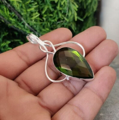 Wonderfull Peridot Topaz Gemstone 925 Sterling Silver Handmade Pendant B-72 - Image 1 of 4
