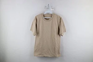 Vintage 90s Streetwear Herren Small Faded Blank Kurzarm T-Shirt Beige Baumwolle - Bild 1 von 7