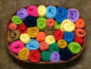 Felting Wool Roving Kit 30 Colors Fiber Top Needle Felting Sewing Trimming USA - Picture 1 of 11
