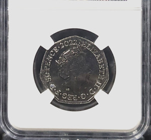 RARE  UK GB Queen Elizabeth II 50 Pence coin AUNC (+FREE 1coin) #22811