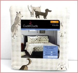 Cuddl Duds Heavy Weight Cotton FLANNEL Sheet Set - TAN PUPPY DOGS - FULL❤️NEW❤️ - Picture 1 of 6