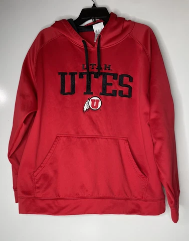 Utah University Utes Hoodie Mens Extra Large Pullover Sweatshirt Red Cover