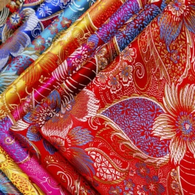 Chinese Brocade Fabric Damask Faux Silk Jacquard Cloths Floral 100 75cm New - image 1 of 4