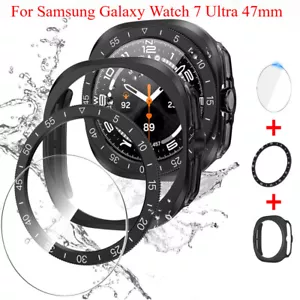 case For Samsung Galaxy Watch 7 Ultra 47mm Tempered Glass Bezel Ring Cover - Picture 1 of 15