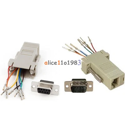 RS232 DB9 Male/Female Plug Connector RJ45 Female Buchse Ethernet Adapter - Image 1 of 4
